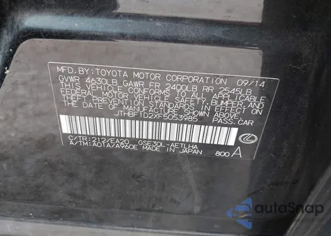 2015 Lexus Is 250 from USA, damaged, VIN JTHBF1D2XF5053985